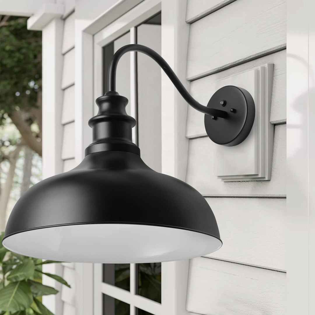 Gooseneck Outdoor Barn Light Dusk to Dawn Wall Sconce for House Black - Diamond Home USA