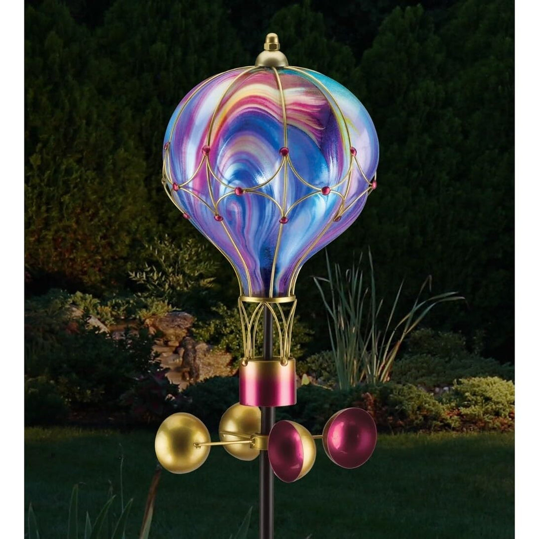 Swirl Balloon Spinner Solar Stake Purple Multi Color Metal - Diamond Home USA