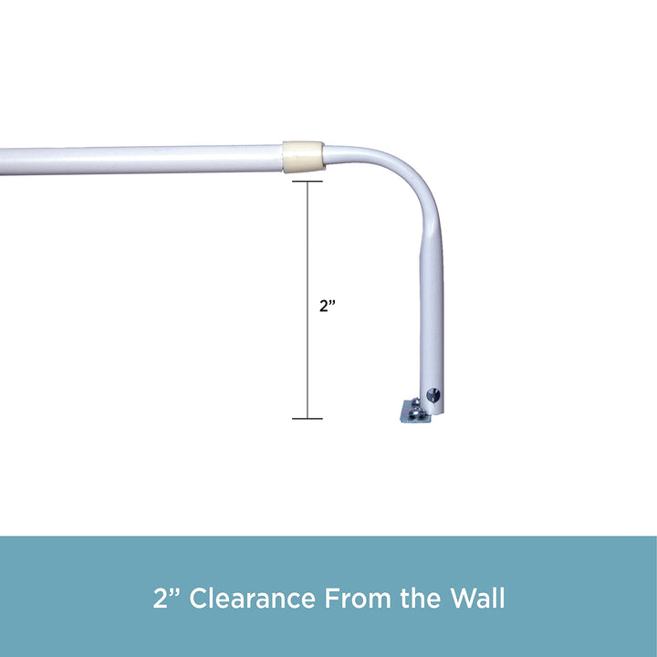 Basic Bay Window Curtain Rod 18-42" 36-63" White Steel - Diamond Home USA