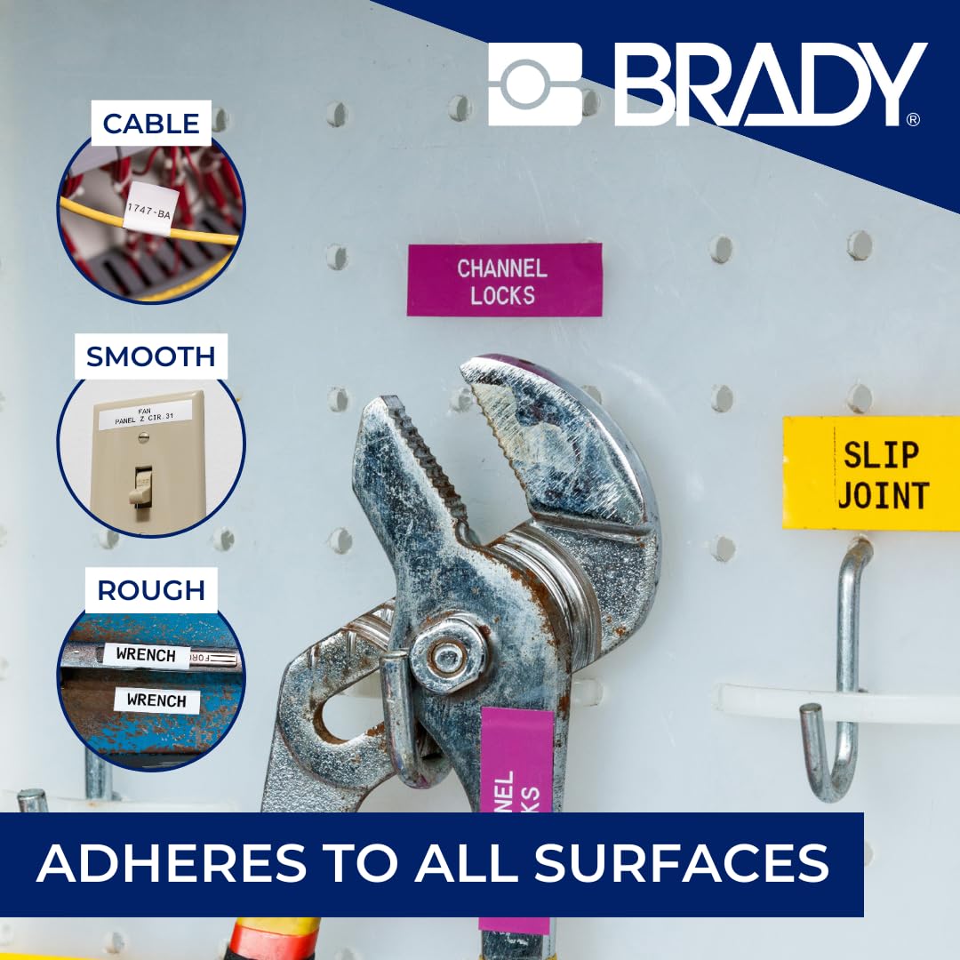 Brady Authentic (M4C-1000-595-BL-WT) All-Weather Vinyl Labels 1 in W x 25ft - Diamond Home USA