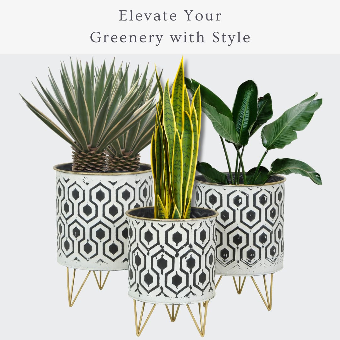 bohemian plant pots Andrey Metal Indoor Planter Set of 3 Bohemian Style Black