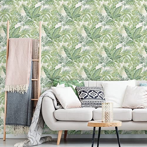 Madagascar Peel Stick Wallpaper X 20.5in Green Nature Vinyl Removable - Diamond Home USA