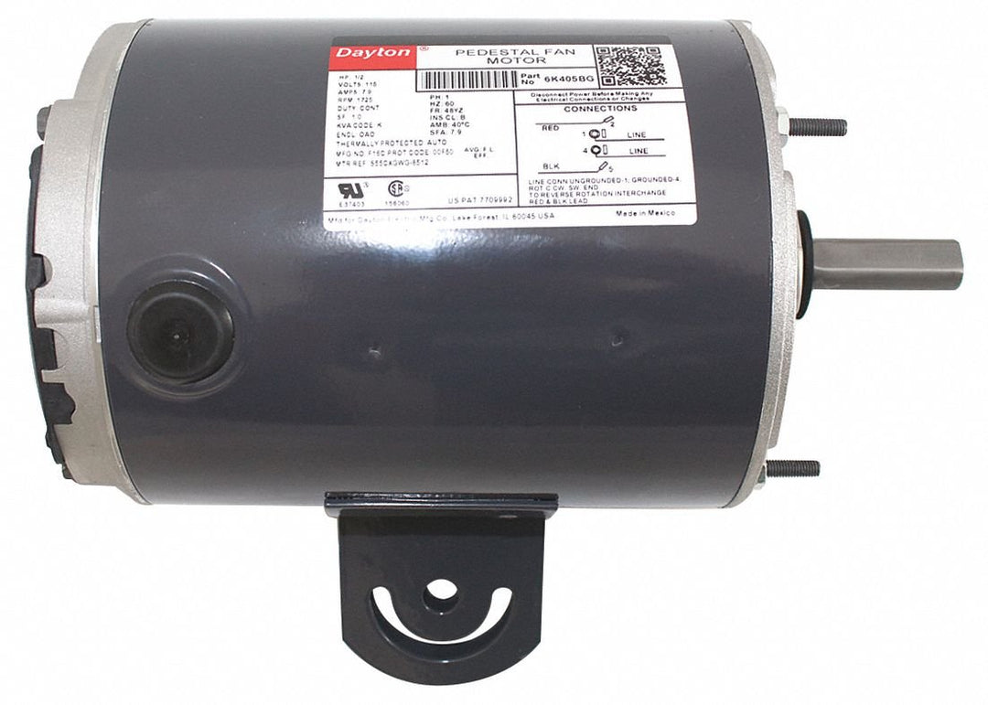 Dayton 1/2 HP Pedestal Fan Motor Split-Phase 1725 Nameplate RPM 115 Voltage