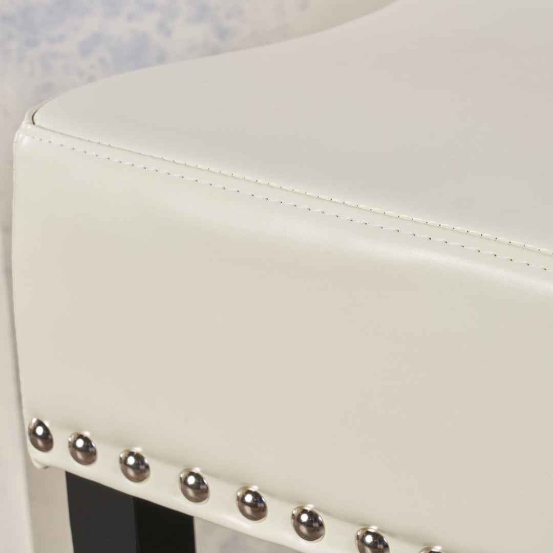 Christopher Knight Home Lisette Leather Counter Stools 2-Pcs Set Ivory - Diamond Home USA