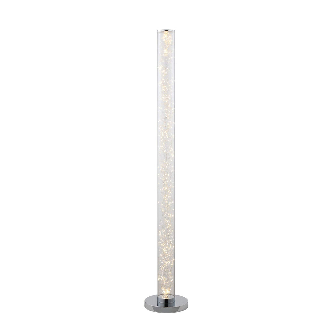 Led Column Floor Lamp Crystal White Reading Light with Rope Chrome Standing Lamp - Diamond Home USA