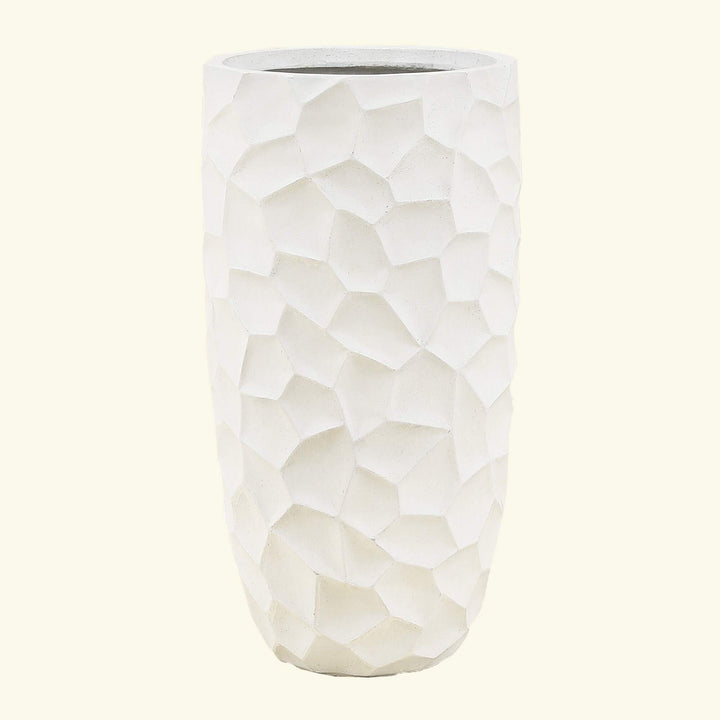 22.4in. H Mgo Fiberclay White Wavy Tall Planter Modern Contemporary Round - Diamond Home USA