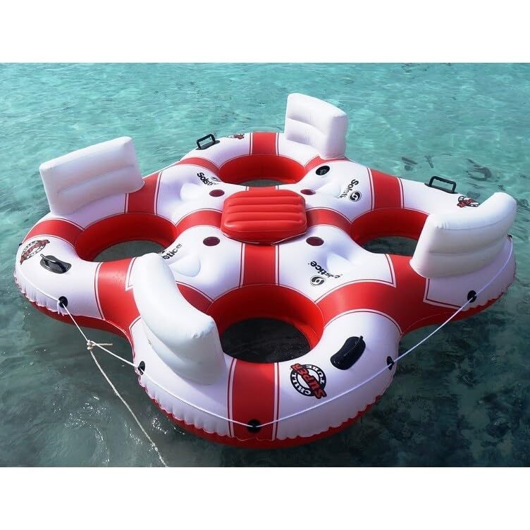 78-inch White and Red Super Chill Swimming Pool Float 78" Plastic - Diamond Home USA