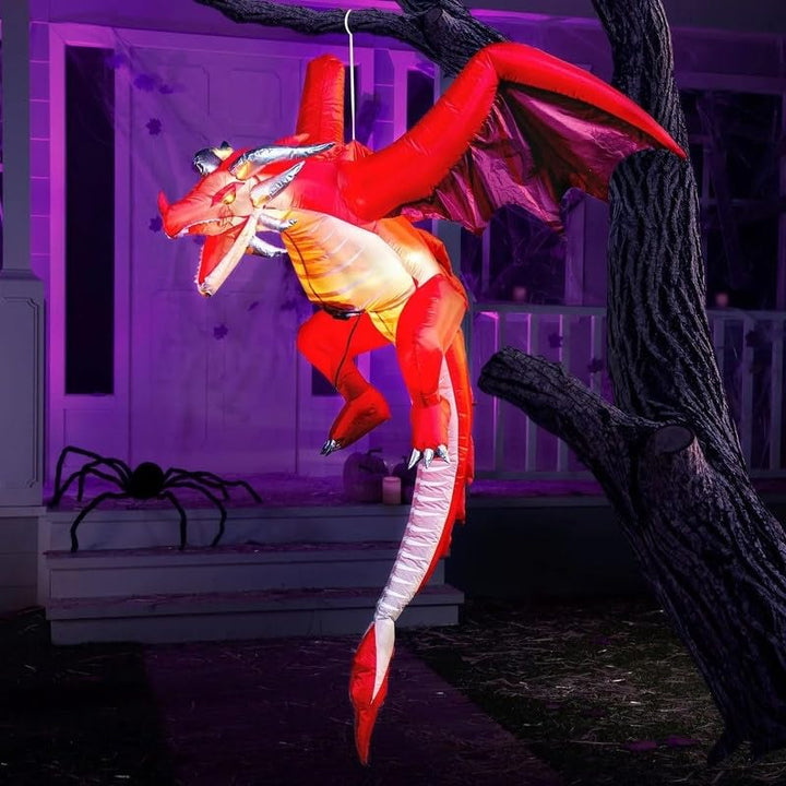 5 Ft Halloween Inflatable Hanging Flying Dragon Polyester - Diamond Home USA