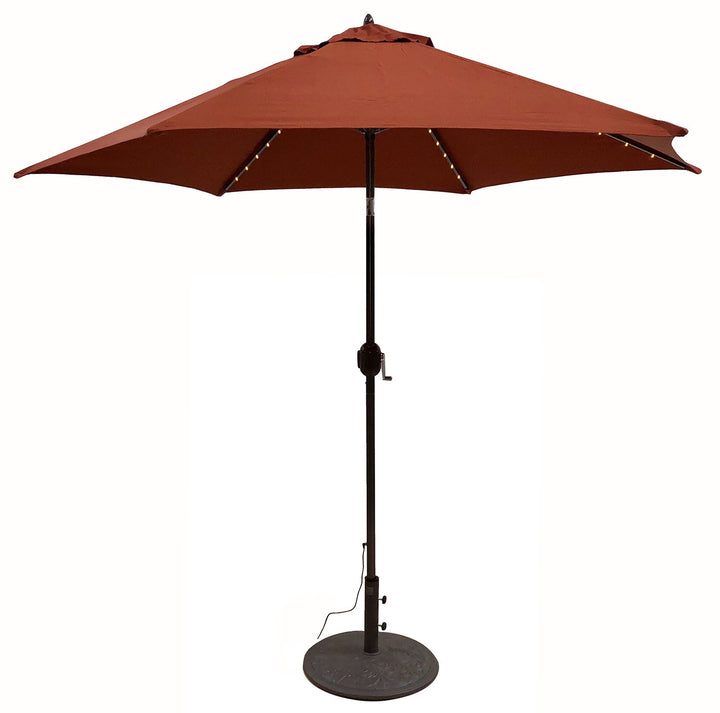 Tropishade Tropilight LED Lighted 9 ft Bronze Aluminum Market Umbrella with Rust
