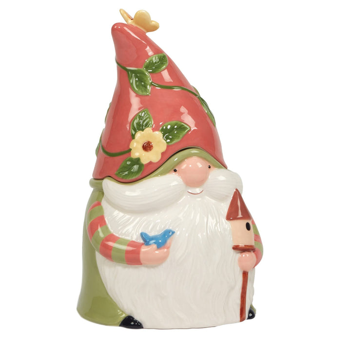 Garden Gnomes 50 Oz. 3-d Cookie Jar 50oz Green Red White Ceramic - Diamond Home USA