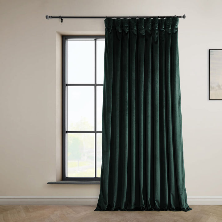 HPD Half Price Drapes Heritage Plush Velvet Curtains 96 Inches Long Room 100 X 96 - Forestry Green