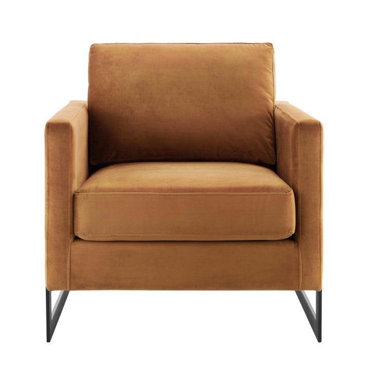 Posse Performance Velvet Accent Chair in Black Cognac - Diamond Home USA