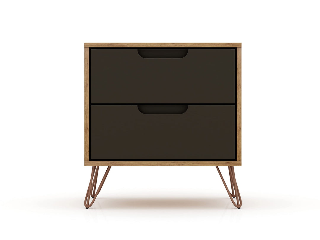 Manhattan Comfort Rockefeller Mid Century Modern 2-Drawer Bedroom Nightstand - Diamond Home USA