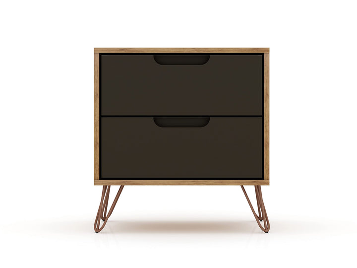 Manhattan Comfort Rockefeller Mid Century Modern 2-Drawer Bedroom Nightstand - Diamond Home USA