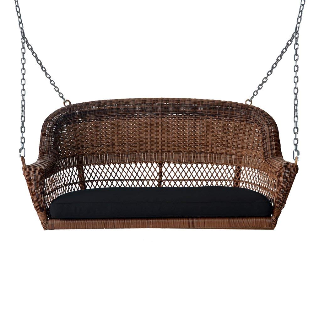 Jeco W00205S-C-FS017 Wicker Porch Swing Honey Black - Diamond Home USA