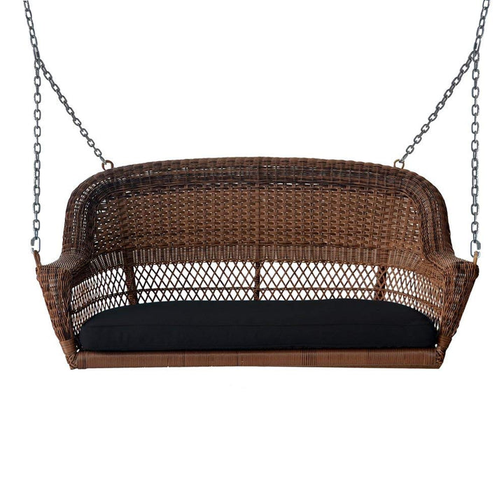 Jeco W00205S-C-FS017 Wicker Porch Swing Honey Black - Diamond Home USA
