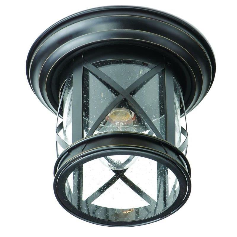Rubbed Oil Bronze Finish Flush Mount with Seeded Clear Shade Brown Modern