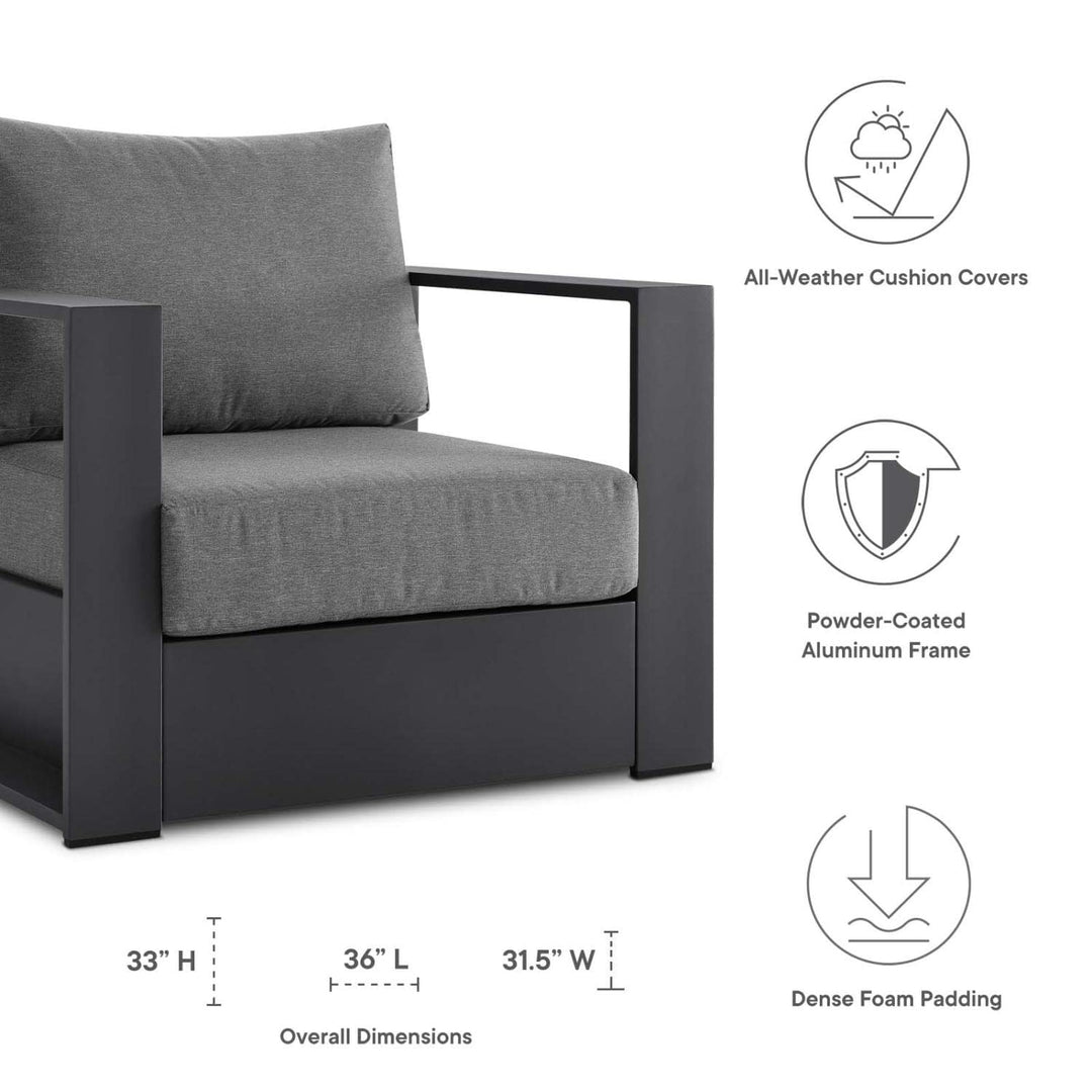 Modway Tahoe Modern Fabric/Aluminum Outdoor Armchair in White/Gray