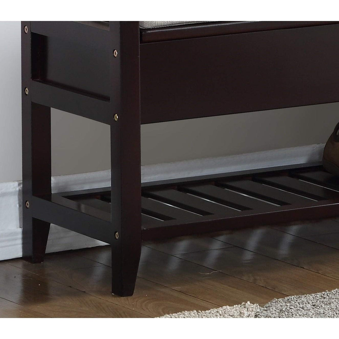 Espresso Storage Shoe Bench Brown Modern Contemporary Solid Fabric Wood - Diamond Home USA
