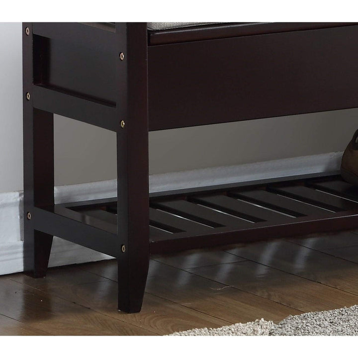 Espresso Storage Shoe Bench Brown Modern Contemporary Solid Fabric Wood - Diamond Home USA