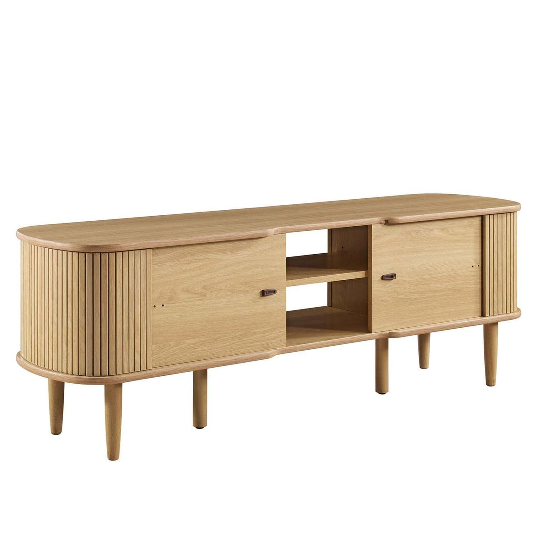 Modway Contour Mid-Century Modern 55" Media TV Stand in Oak 15 x 54.5 x 18.5 - Diamond Home USA