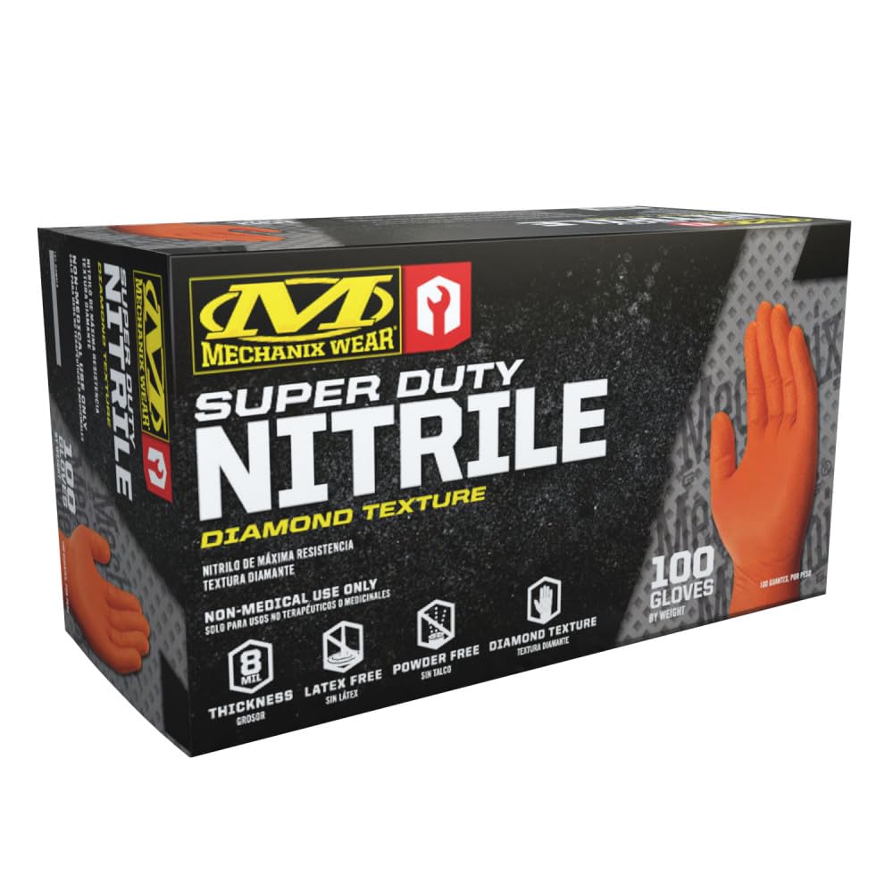 Mechanix Wear: 8 Mil Heavy Duty Nitrile Disposable Gloves Latex Free Powder Free