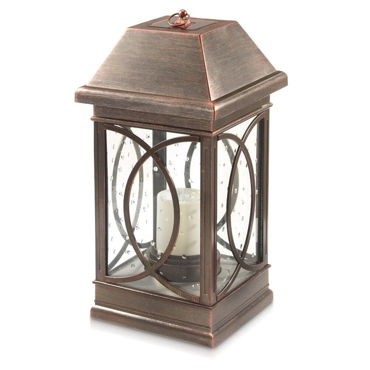 San Estate Solar Lantern Antique Bronze Brown Mission Craftsman Glass Plastic - Diamond Home USA