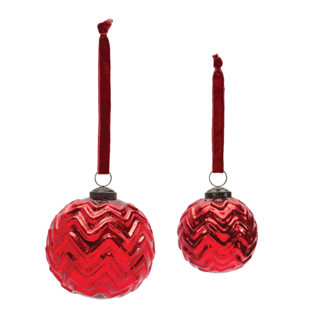 Mercury Glass Ball Ornament (Set of 4) Red - Diamond Home USA