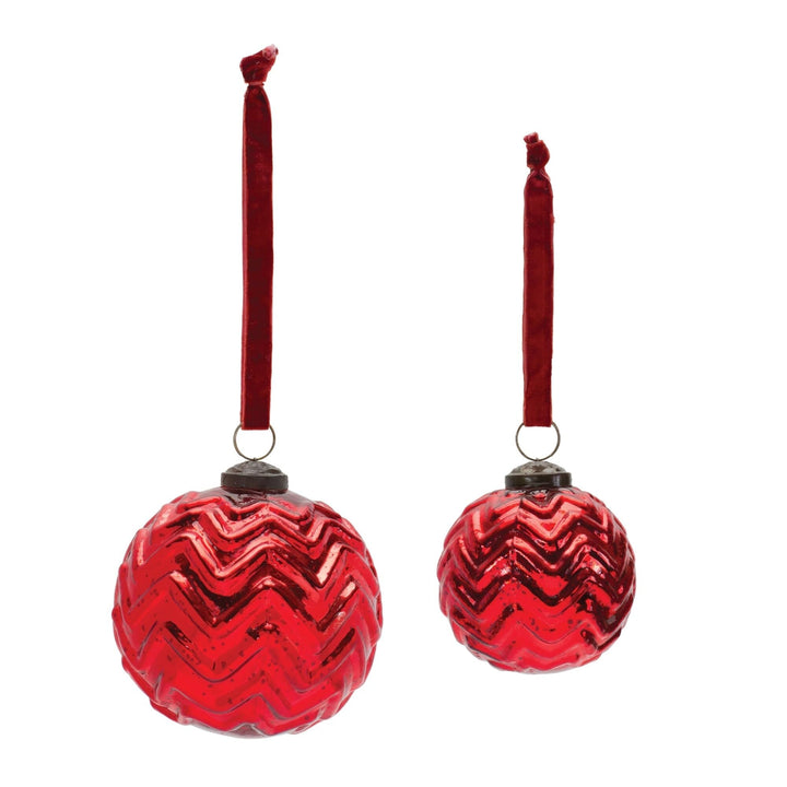 Mercury Glass Ball Ornament (Set of 4) Red - Diamond Home USA