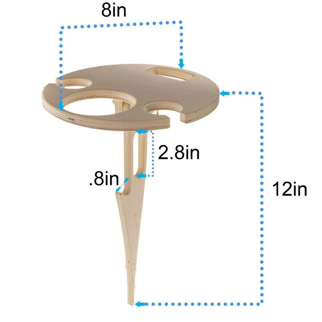 Portable Outdoor Wine Table with Bottle Holder Foldable Mini Wooden Glass Rack - Diamond Home USA