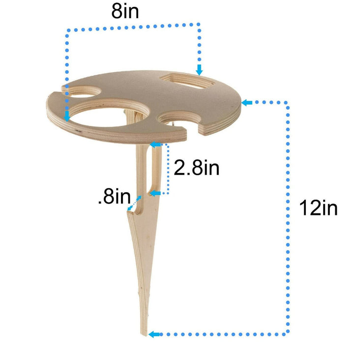 Portable Outdoor Wine Table with Bottle Holder Foldable Mini Wooden Glass Rack - Diamond Home USA