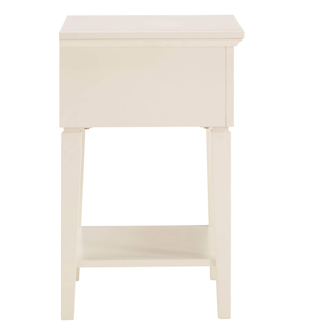 White Finish Beige Linen Drawer Face 1-Drawer Nightstand Americana raditional - Diamond Home USA
