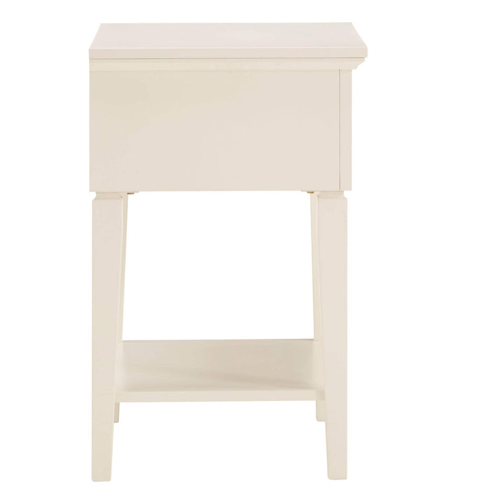 White Finish Beige Linen Drawer Face 1-Drawer Nightstand Americana raditional - Diamond Home USA