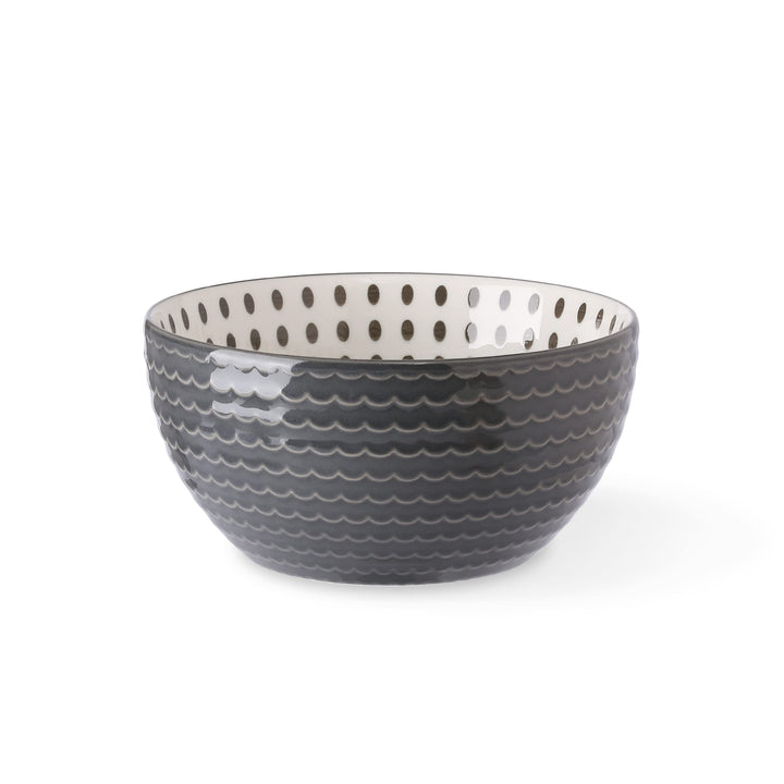 Signature Housewares Pad Print Set of 4 Assorted Bowls 6" 28oz PP Gray - Diamond Home USA