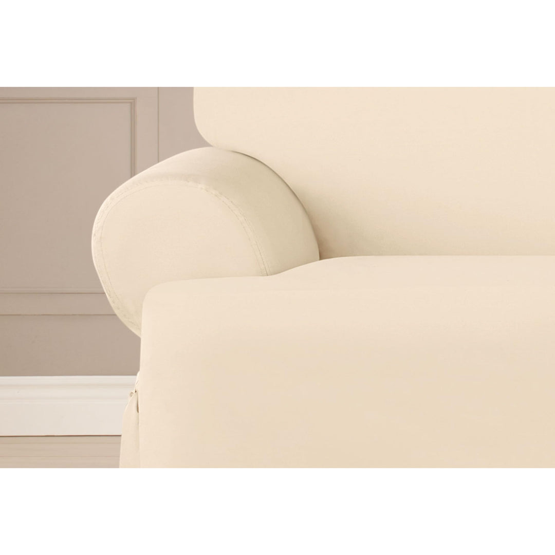 SureFit Cotton Duck Canvas T Cushion Loveseat Slipcovers Loveseat Cover Cotton Natural - Diamond Home USA