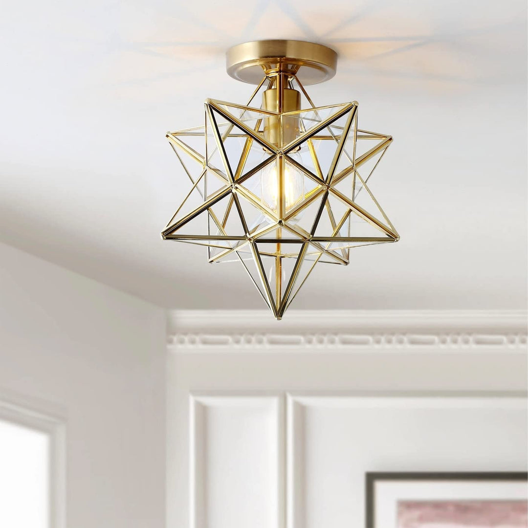 Modern Gold 1-light Star Geometric Semi Flush Mount Light Fixture Contemporary