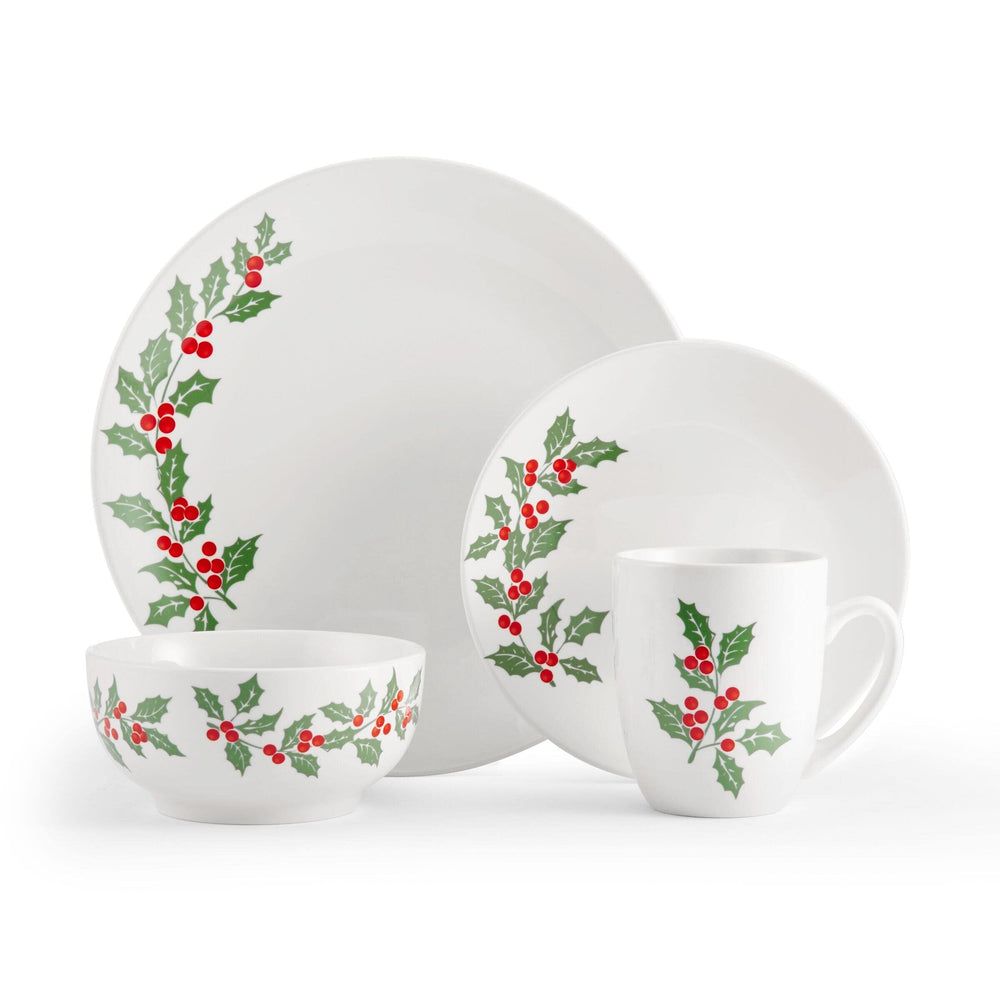 Holiday Cheer 16 Piece Dinnerware Set Service For 4 Multicolor Multi Color - Diamond Home USA