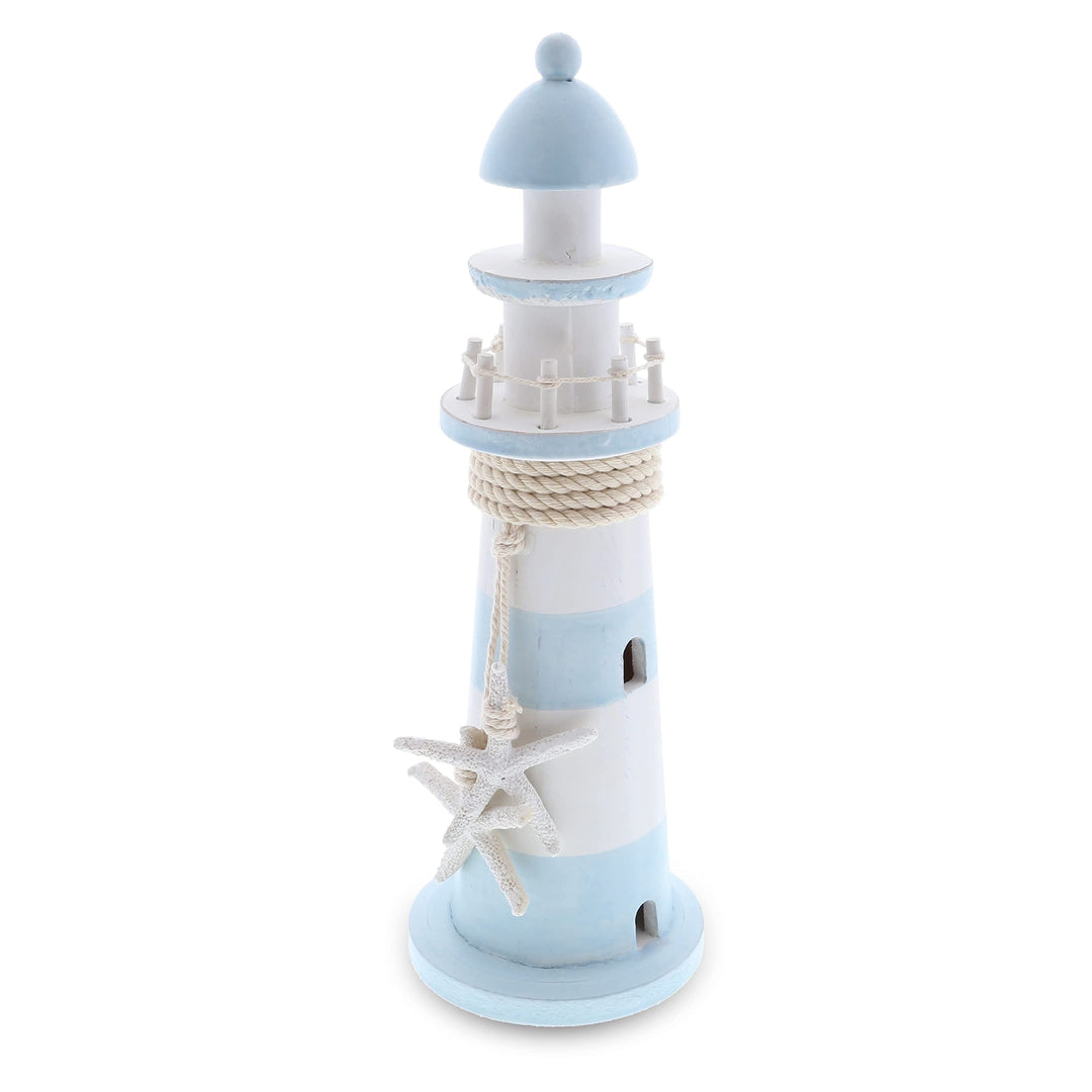 Blue Lagoon Wooden Lighthouse 12 Inch Nautical 5â€³lx4.35â€³wx11.5â€³h Multi