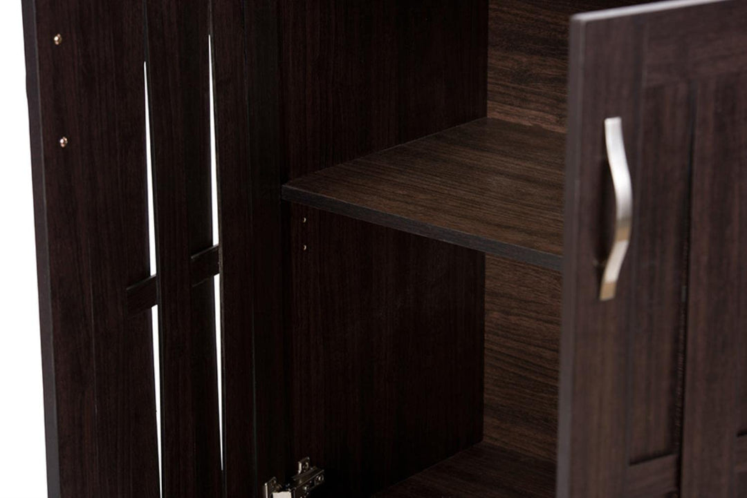 Baxton Studio Excel 35.1-inch High 2-Shelf Storage Cabinet Dark Brown - Diamond Home USA