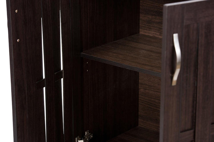 Baxton Studio Excel 35.1-inch High 2-Shelf Storage Cabinet Dark Brown - Diamond Home USA