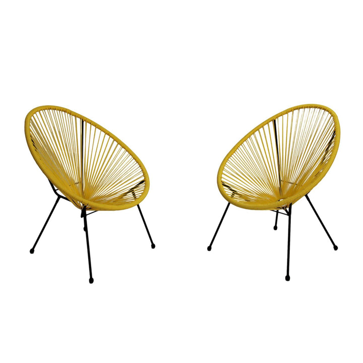 Kingmys Acapulco Patio Chair All-Weather Weave Lounge Chair Patio Sun Oval Chair Yellow, Black
