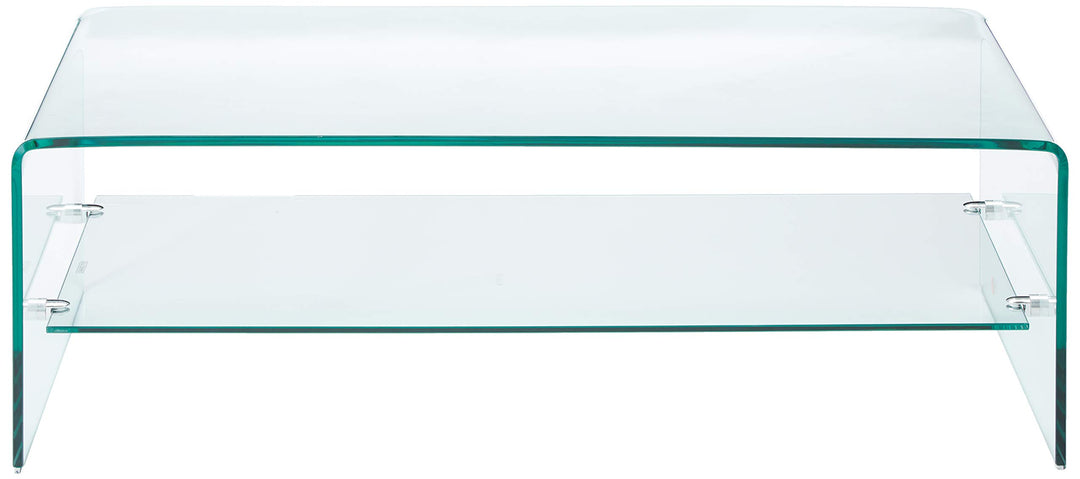 Christopher Knight Home Ramona Glass Coffee Table with Shelf Transparent - Diamond Home USA