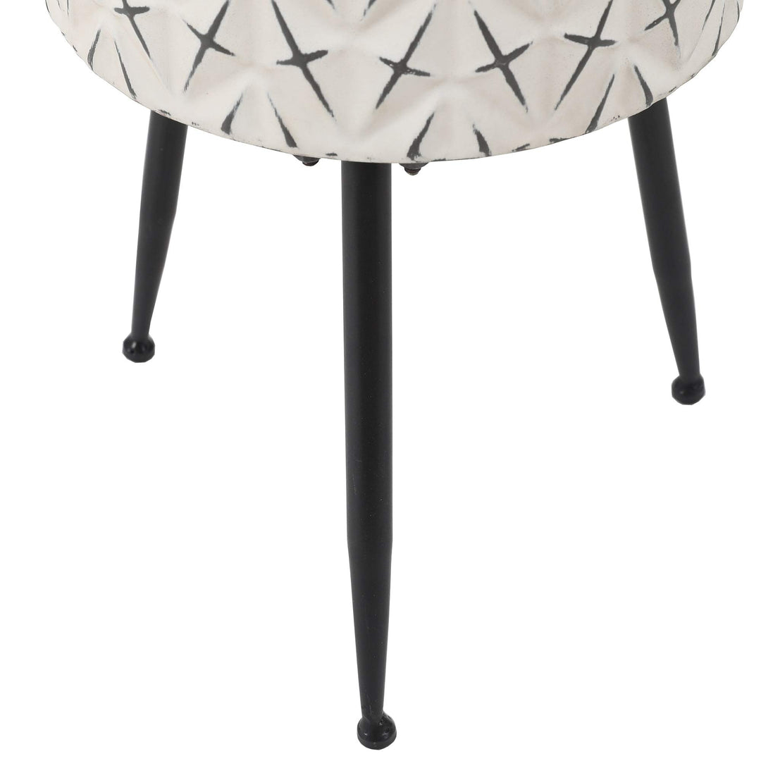 3 Piece Standing Metal Round Planters Black White Modern Contemporary - Diamond Home USA