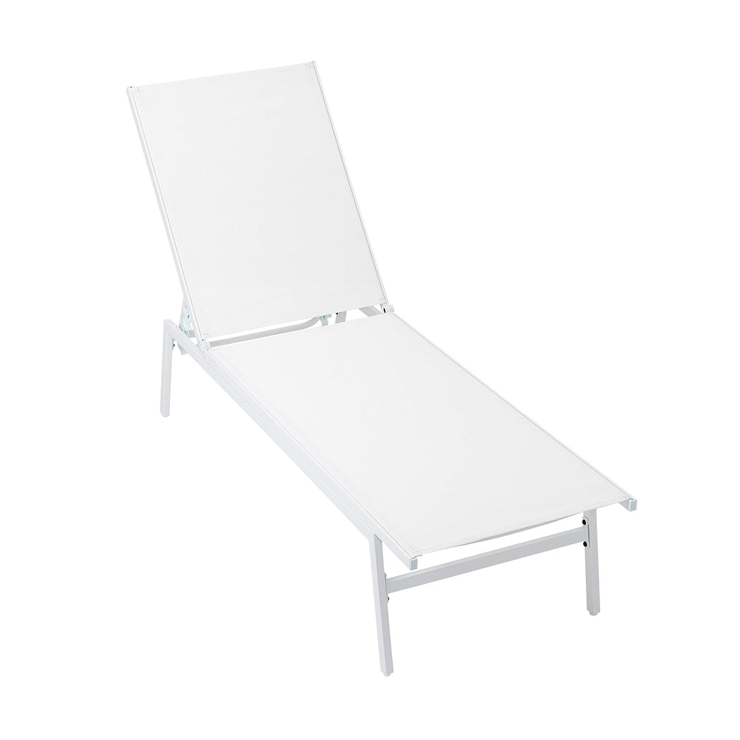 Nuu Garden Outdoor Textilene Cape Coral Mesh Single Lounge Chair White Solid - Diamond Home USA