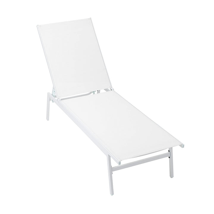 Nuu Garden Outdoor Textilene Cape Coral Mesh Single Lounge Chair White Solid - Diamond Home USA