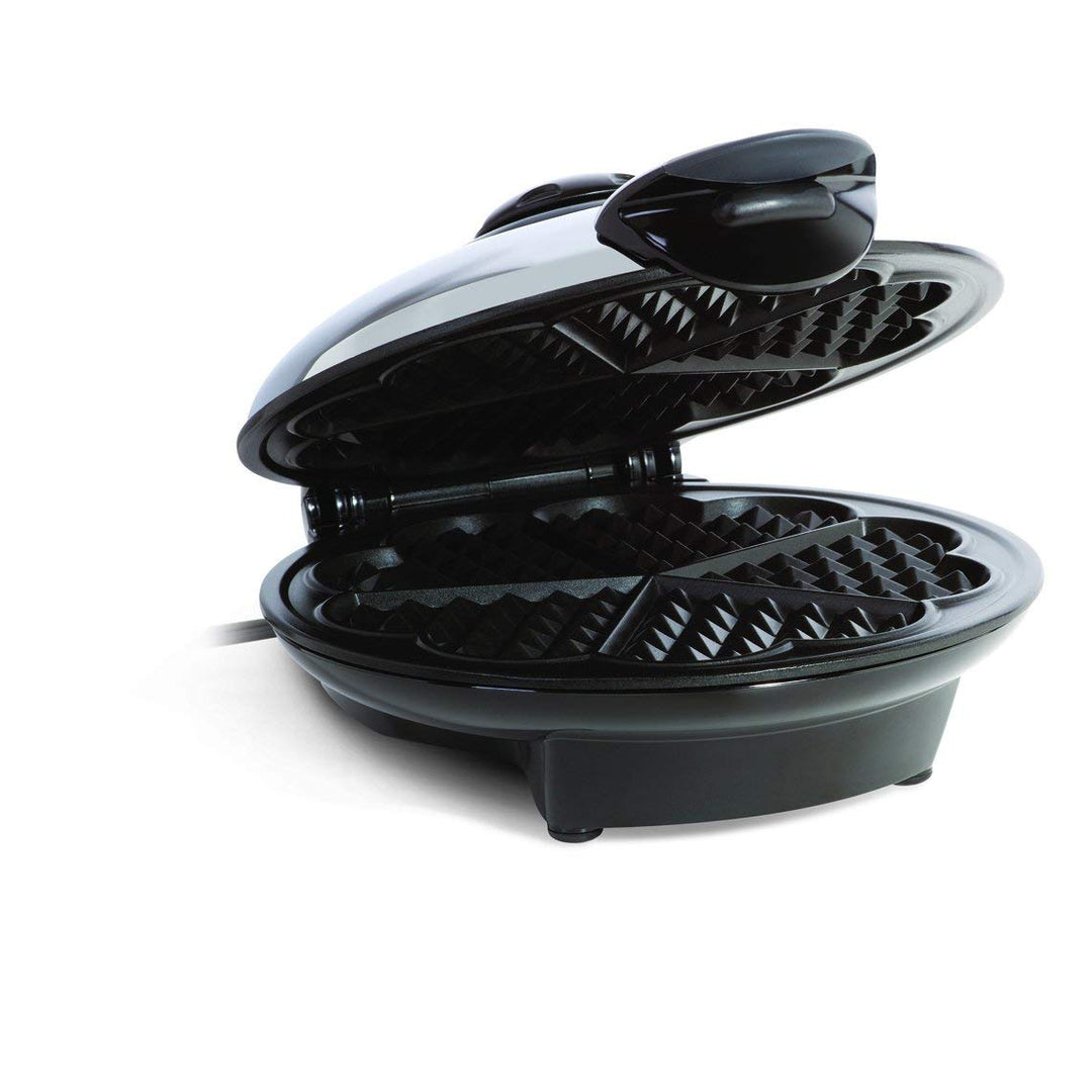 Chrome Metallic Heart-Shaped Waffle Maker Unique Black Heart Shaped Non Stick - Diamond Home USA