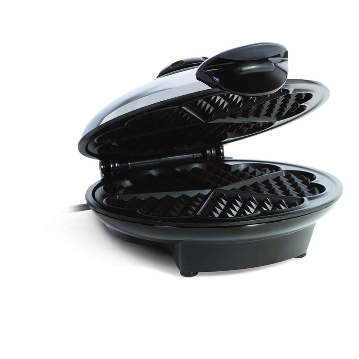 Chrome Metallic Heart-Shaped Waffle Maker Unique Black Heart Shaped Non Stick - Diamond Home USA