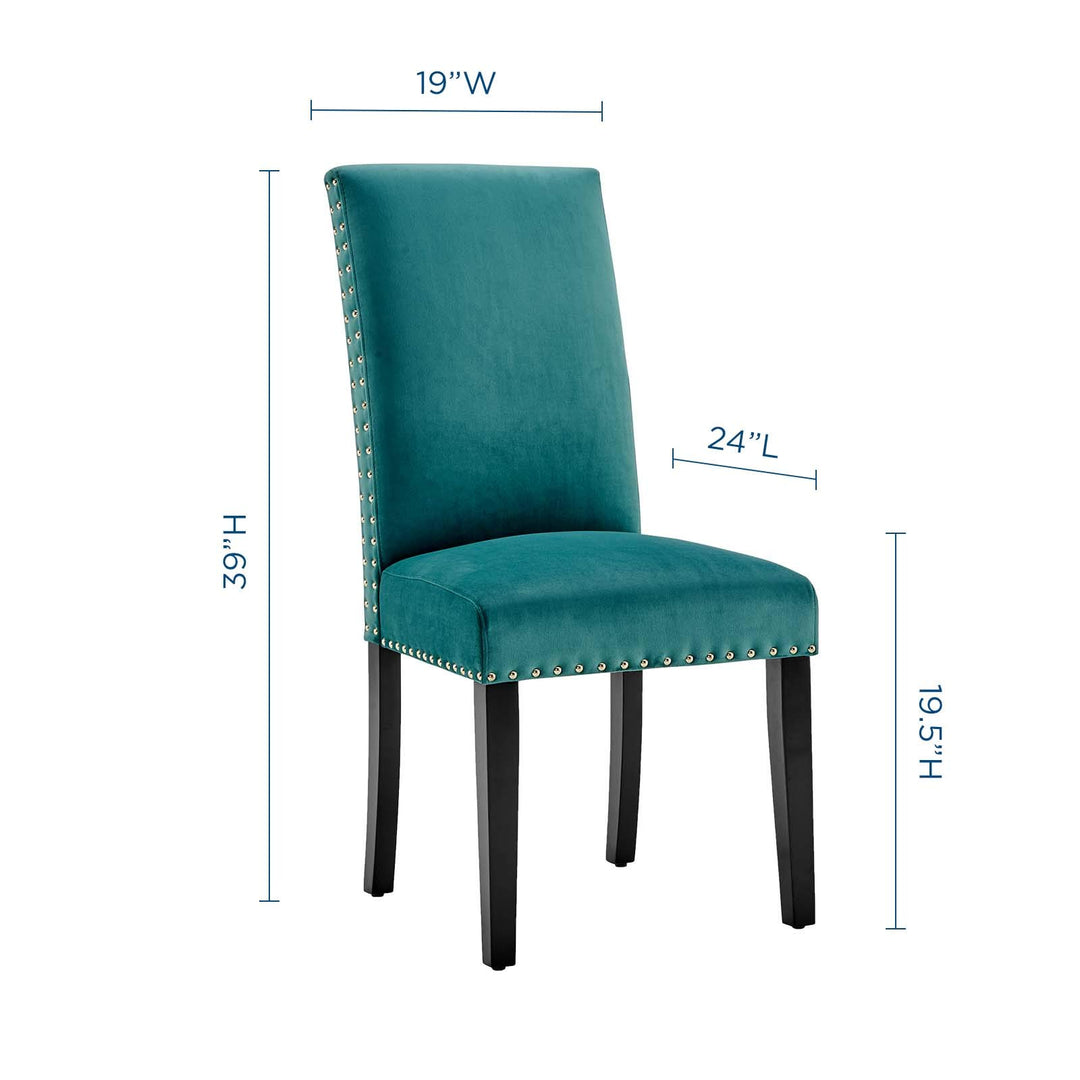 Modway Parcel Performance Velvet Dining Side Chairs - Set of 2 Teal - Diamond Home USA