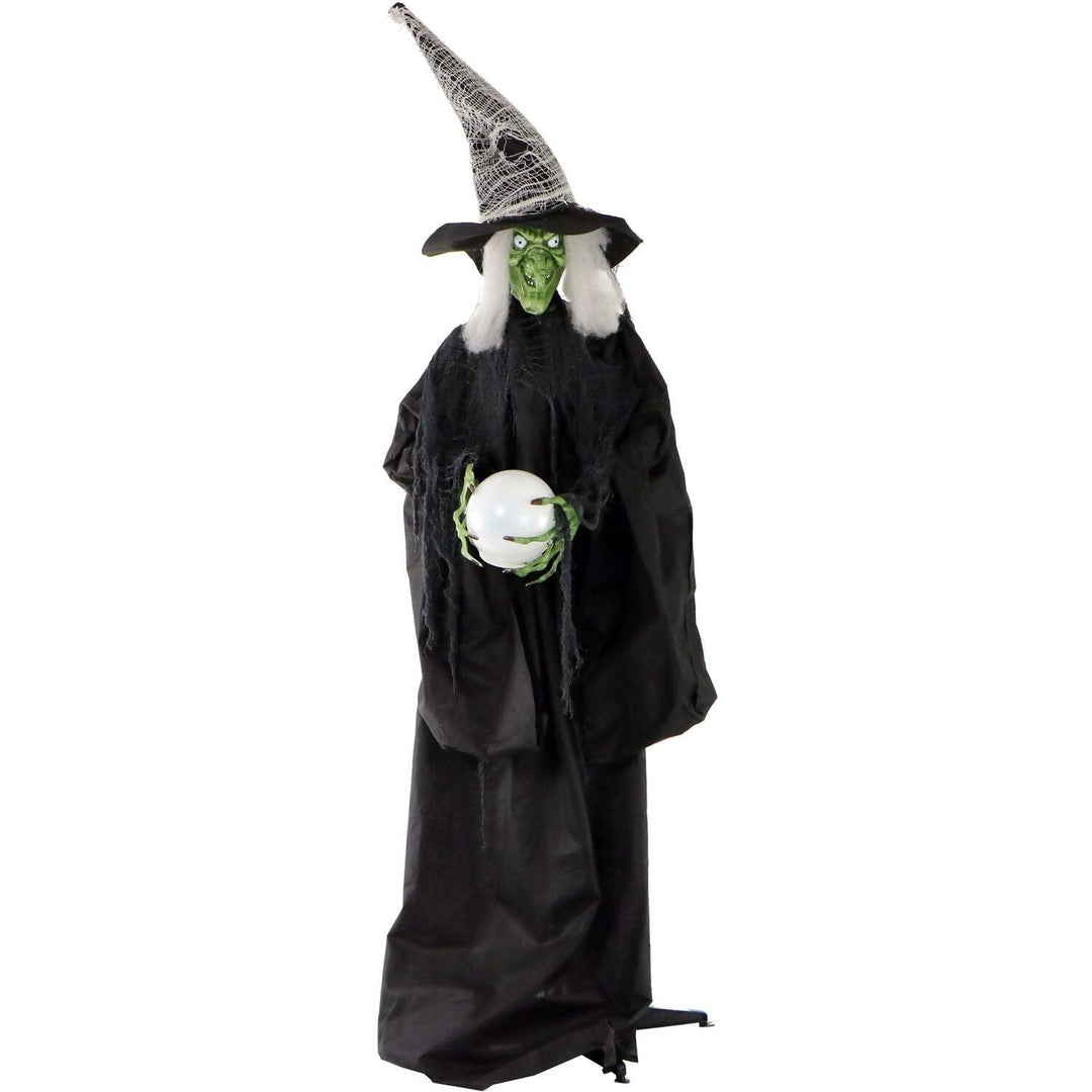 Life-Size Animated Wicked Witch Prop W/Led Crystal Ball for Indoor Or Outdoor