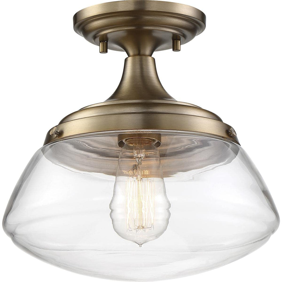 NUVO 60/6797 Kew Semi-Flush Fixture Burnished Brass Finish with Clear Glass 1 - Diamond Home USA
